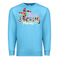 Ocean Blue she is strong proverbs 31 25 Premium Sweatshirt - JahusDesignShop