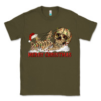 Army Green Merry christmas skeleton Classic Tee - RanaPortraitStore