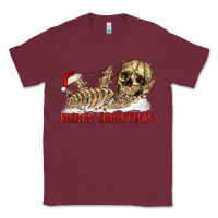 Burgundy Merry christmas skeleton Classic Tee - RanaPortraitStore