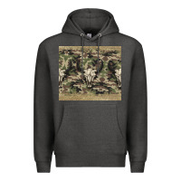 Charcoal Heather camouflage bull skull Premium Hoodie - Jasminsmagicworld
