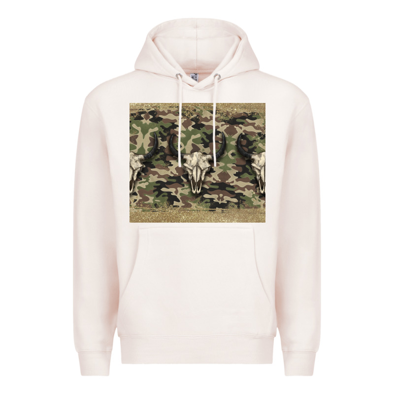 Camouflage Bull Skull Premium Hoodie by Jasminsmagicworld | Teevron
