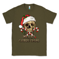 Army Green merry christmas skull Classic Tee - RanaPortraitStore