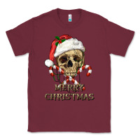 Burgundy merry christmas skull Classic Tee - RanaPortraitStore