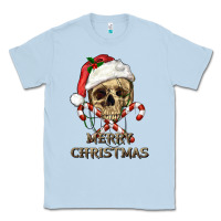 Dusty Blue merry christmas skull Classic Tee - RanaPortraitStore