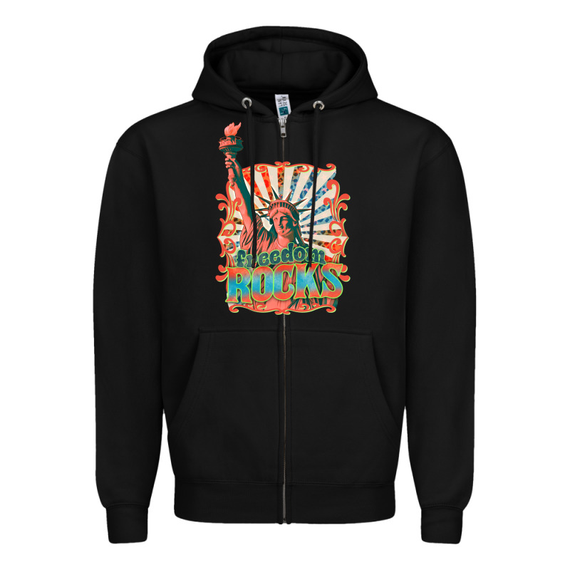 Retro Freedom Rocks Billie Wilder Zipper Hoodie by texasbilliewilder | Teevron