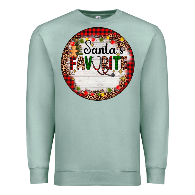 Custom Name Santas Favorite Nurse Premium Sweatshirt by AdoDesignShop | Teevron