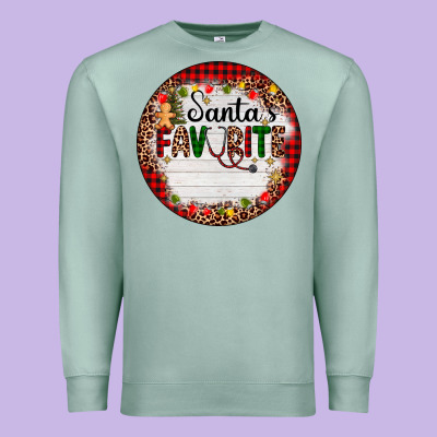 Custom Name Santas Favorite Nurse Premium Sweatshirt Designed By Adodesignshop