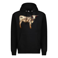 Black Texas Longhorn Heifer Premium Hoodie - LillyAllenDesigns
