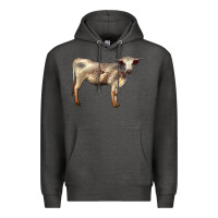 Charcoal Heather Texas Longhorn Heifer Premium Hoodie - LillyAllenDesigns