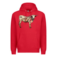 Red Texas Longhorn Heifer Premium Hoodie - LillyAllenDesigns