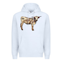 White Texas Longhorn Heifer Premium Hoodie - LillyAllenDesigns
