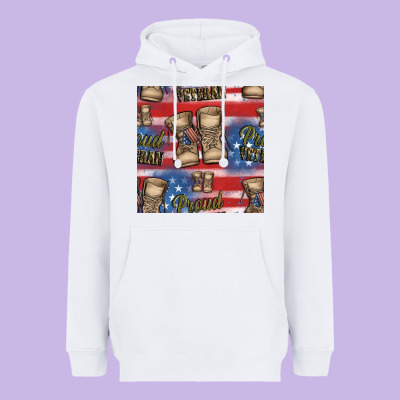 Proud Veteran Seamless Pattern Heavyweight Hoodie Designed By Hra Design Shop