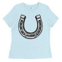 Baby Blue horseshoe Ladies Tee - BarkalooDesign
