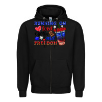 Black running on iced coffe and freedom Zipper Hoodie - texasbilliewilder