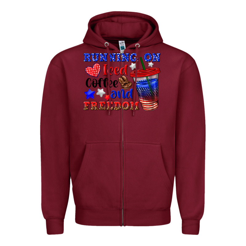 Running On Iced Coffe And Freedom Zipper Hoodie by texasbilliewilder | Teevron