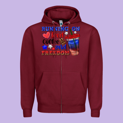 Zipper Hoodie running on iced coffe and freedom