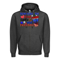 Charcoal Heather running on iced coffe and freedom Zipper Hoodie - texasbilliewilder