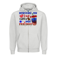 Dove Grey running on iced coffe and freedom Zipper Hoodie - texasbilliewilder