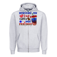 Heather Grey running on iced coffe and freedom Zipper Hoodie - texasbilliewilder