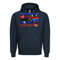Navy running on iced coffe and freedom Zipper Hoodie - texasbilliewilder