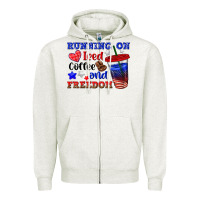 Oatmeal Heather running on iced coffe and freedom Zipper Hoodie - texasbilliewilder