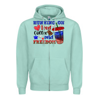 Seafoam running on iced coffe and freedom Zipper Hoodie - texasbilliewilder