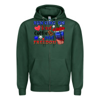 Sports Green running on iced coffe and freedom Zipper Hoodie - texasbilliewilder