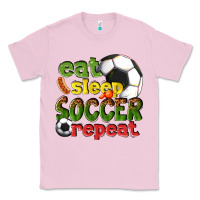 Bubblegum Pink eat sleep soccer repeat Classic Tee - texasbilliewilder