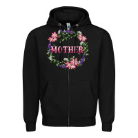 Black mother with floral wreath Zipper Hoodie - RanaPortraitStore