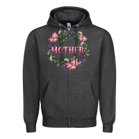 Charcoal Heather mother with floral wreath Zipper Hoodie - RanaPortraitStore