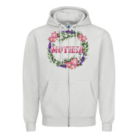 Dove Grey mother with floral wreath Zipper Hoodie - RanaPortraitStore