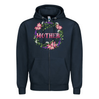 Navy mother with floral wreath Zipper Hoodie - RanaPortraitStore