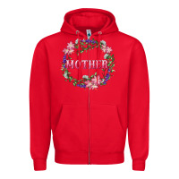 Red mother with floral wreath Zipper Hoodie - RanaPortraitStore