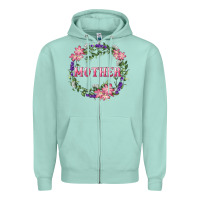 Mother With Floral Wreath Zipper Hoodie | Teevron