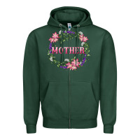Sports Green mother with floral wreath Zipper Hoodie - RanaPortraitStore