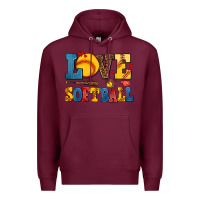 Burgundy love softball Premium Hoodie - AdoDesignShop