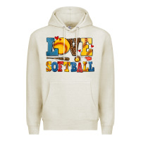Oatmeal Heather love softball Premium Hoodie - AdoDesignShop