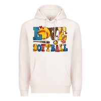 Pale Pink love softball Premium Hoodie - AdoDesignShop