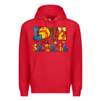 Red love softball Premium Hoodie - AdoDesignShop