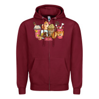 Burgundy pomeranian coffee cups Zipper Hoodie - Zillion Design Studio