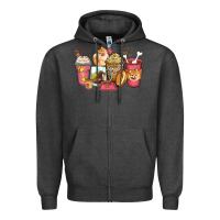 Charcoal Heather pomeranian coffee cups Zipper Hoodie - Zillion Design Studio