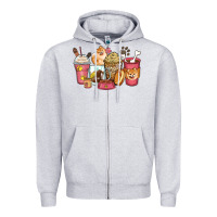 Heather Grey pomeranian coffee cups Zipper Hoodie - Zillion Design Studio