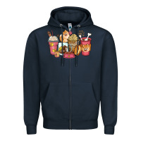 Navy pomeranian coffee cups Zipper Hoodie - Zillion Design Studio