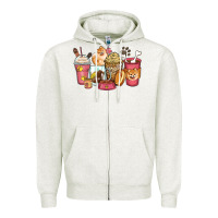 Oatmeal Heather pomeranian coffee cups Zipper Hoodie - Zillion Design Studio