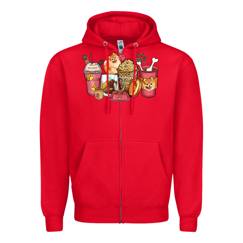 Pomeranian Coffee Cups Zipper Hoodie by Zillion Design Studio | Teevron