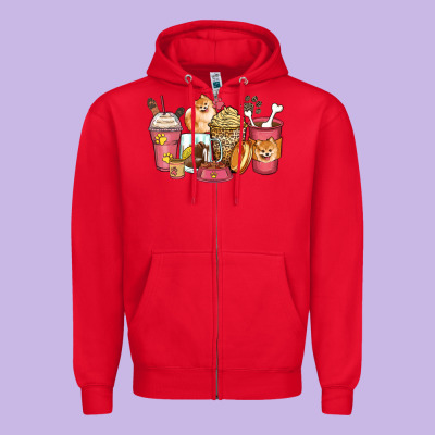 Zipper Hoodie pomeranian coffee cups
