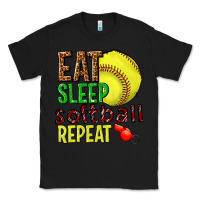 Black eat sleep softball repeat Classic Tee - texasbilliewilder
