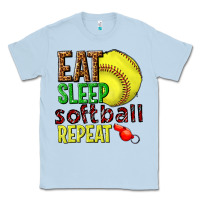 Dusty Blue eat sleep softball repeat Classic Tee - texasbilliewilder