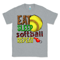 Heather Grey eat sleep softball repeat Classic Tee - texasbilliewilder