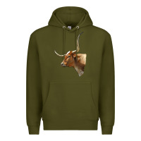 Army Green Texas Longhorn Cow Face Premium Hoodie - LillyAllenDesigns